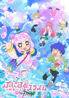 A poster with a cute slime girl waving