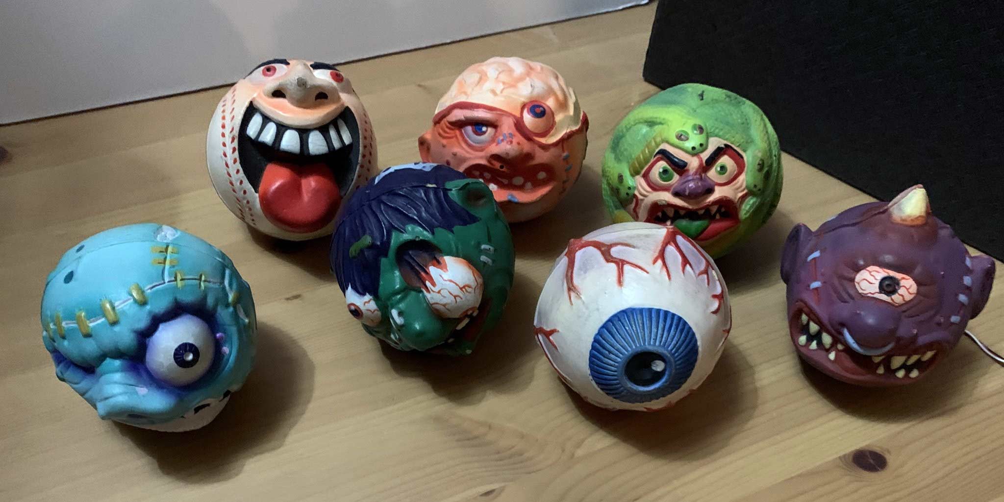 seven physical madballs displayed
