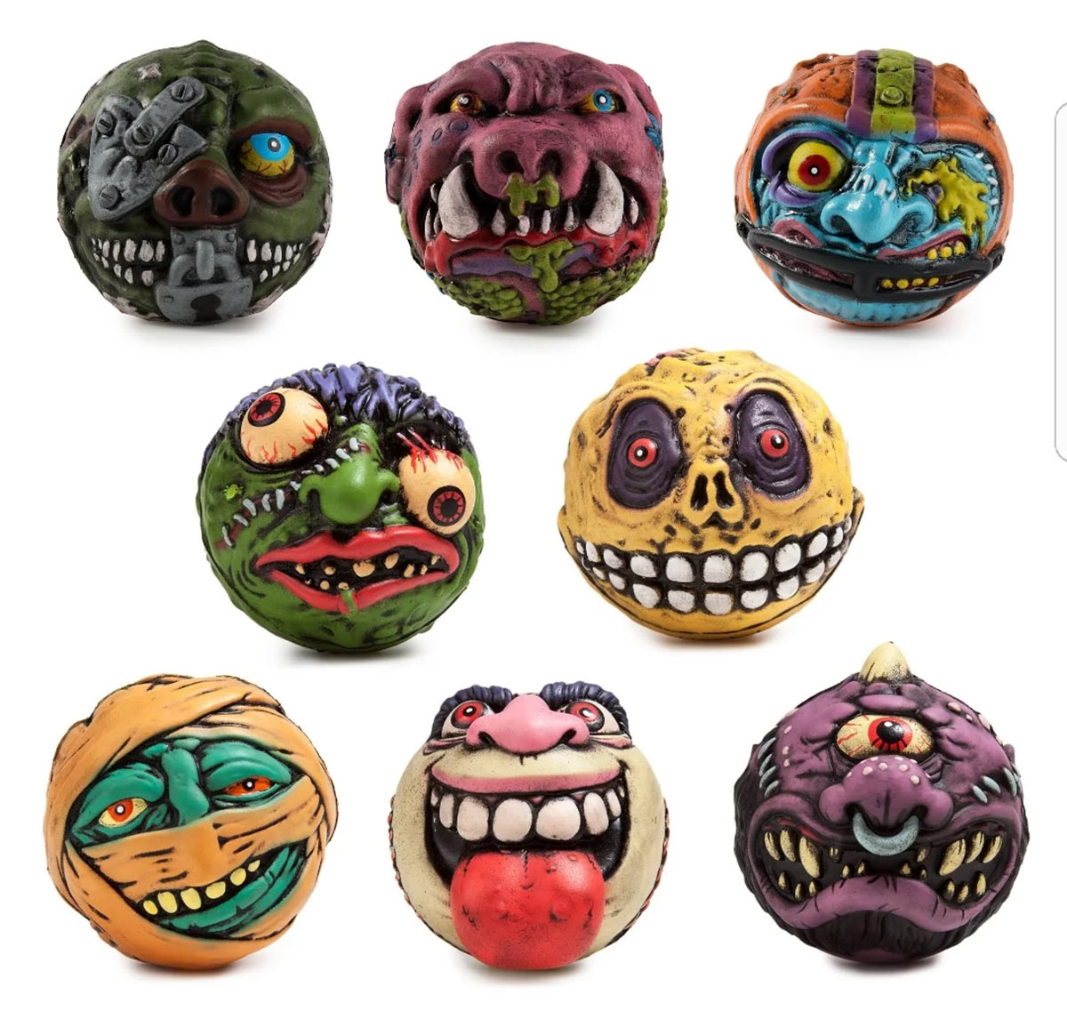 eight madballs displayed