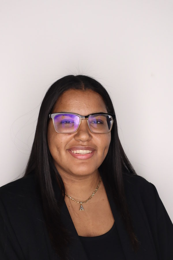 Young woman in a black suit