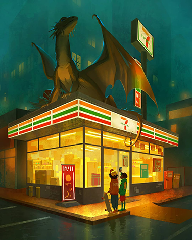 dragon nesting on a seven eleven