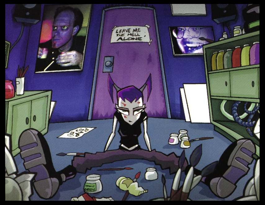 girl sitting in dark room