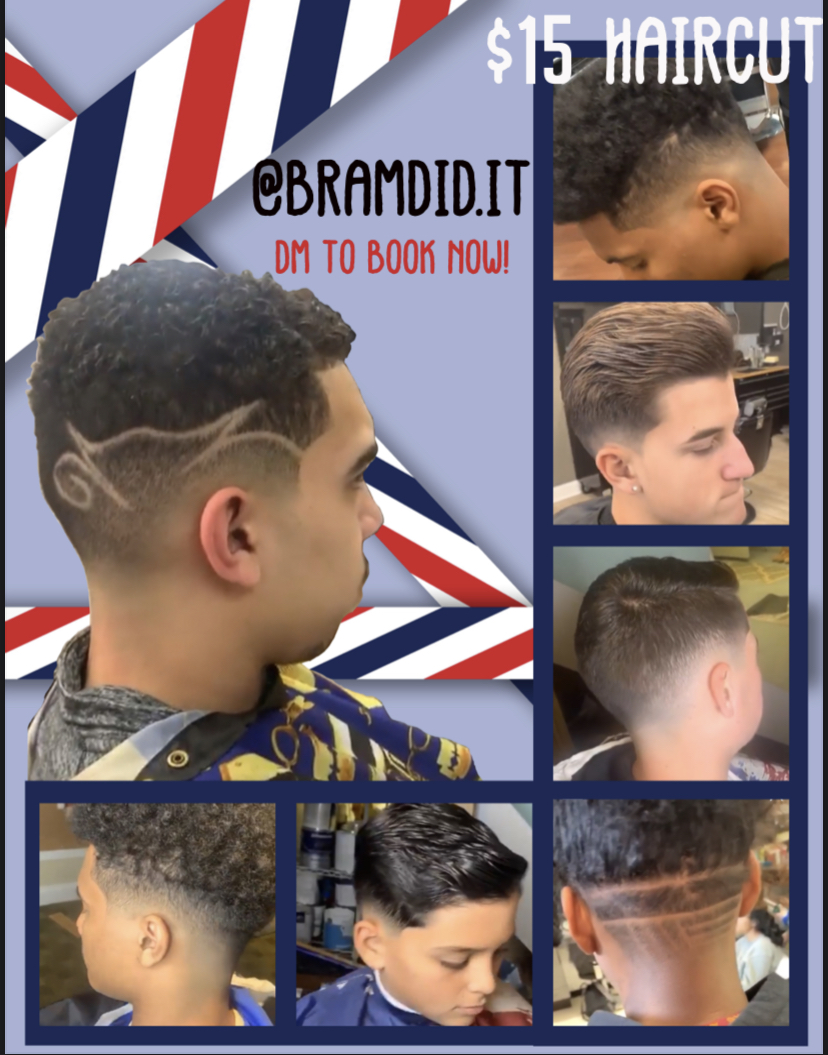 advertisement flyer for campus barber