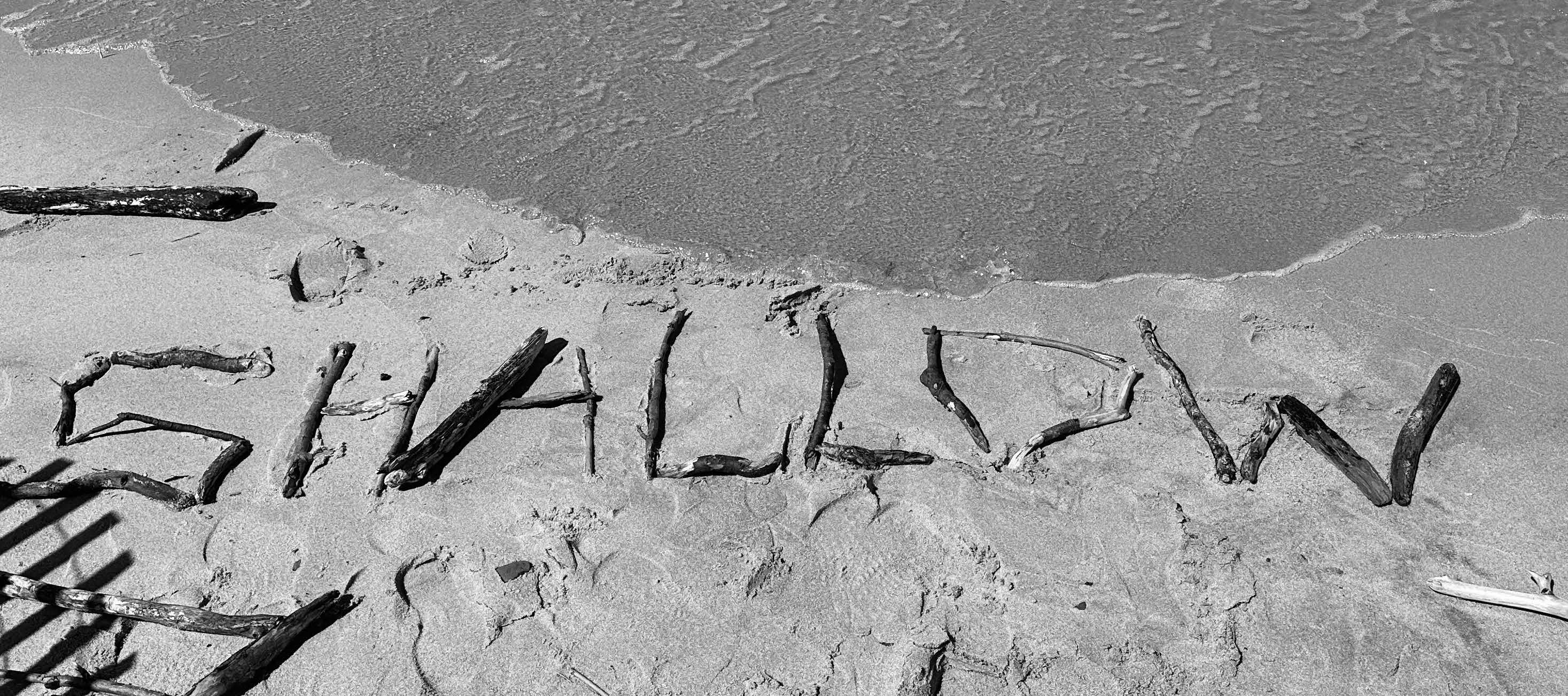 Shallow written with sticks