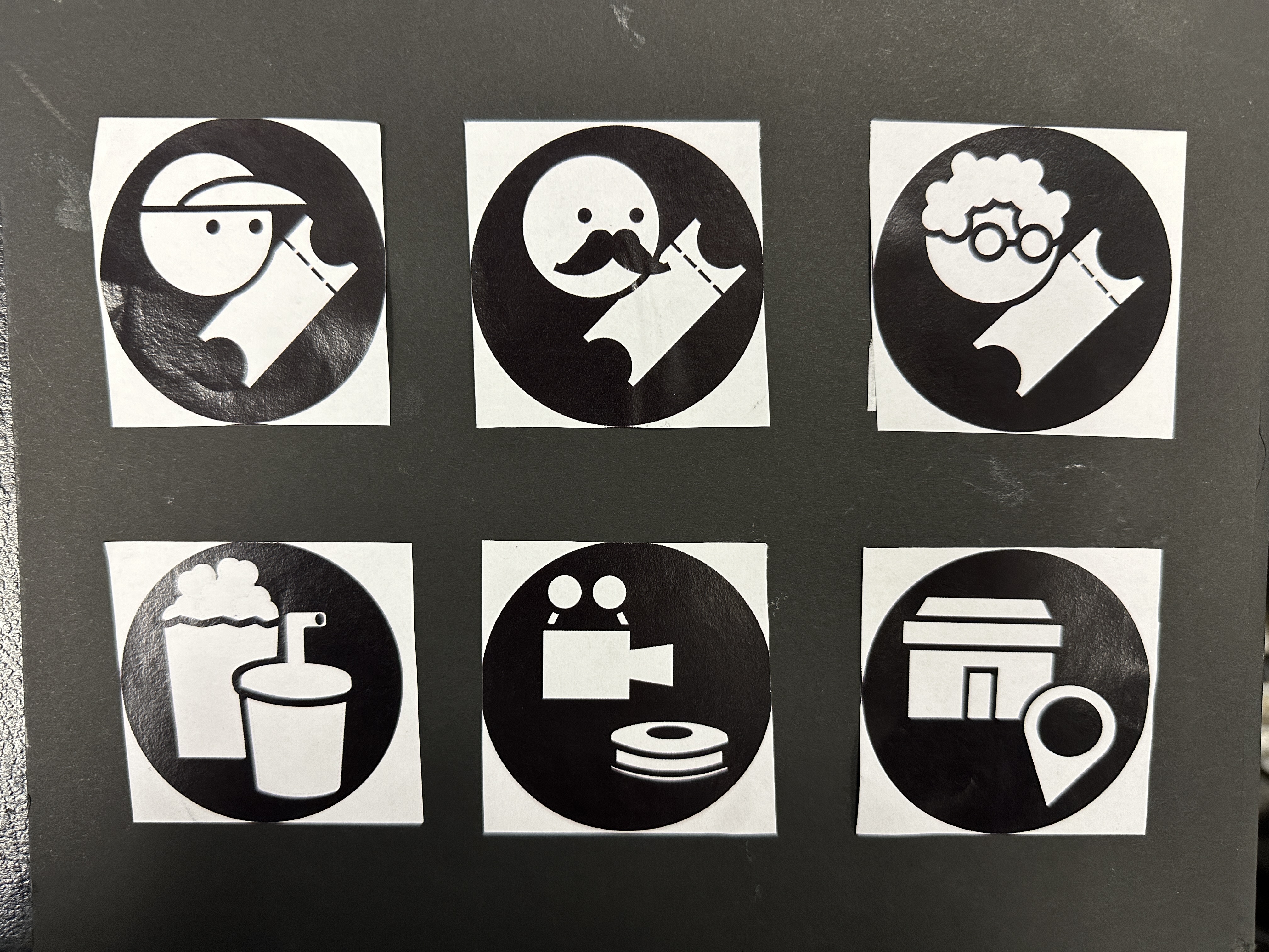 Black and White movie theatre icons