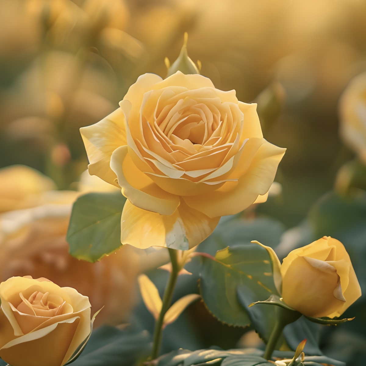 Yellow roses in bloom