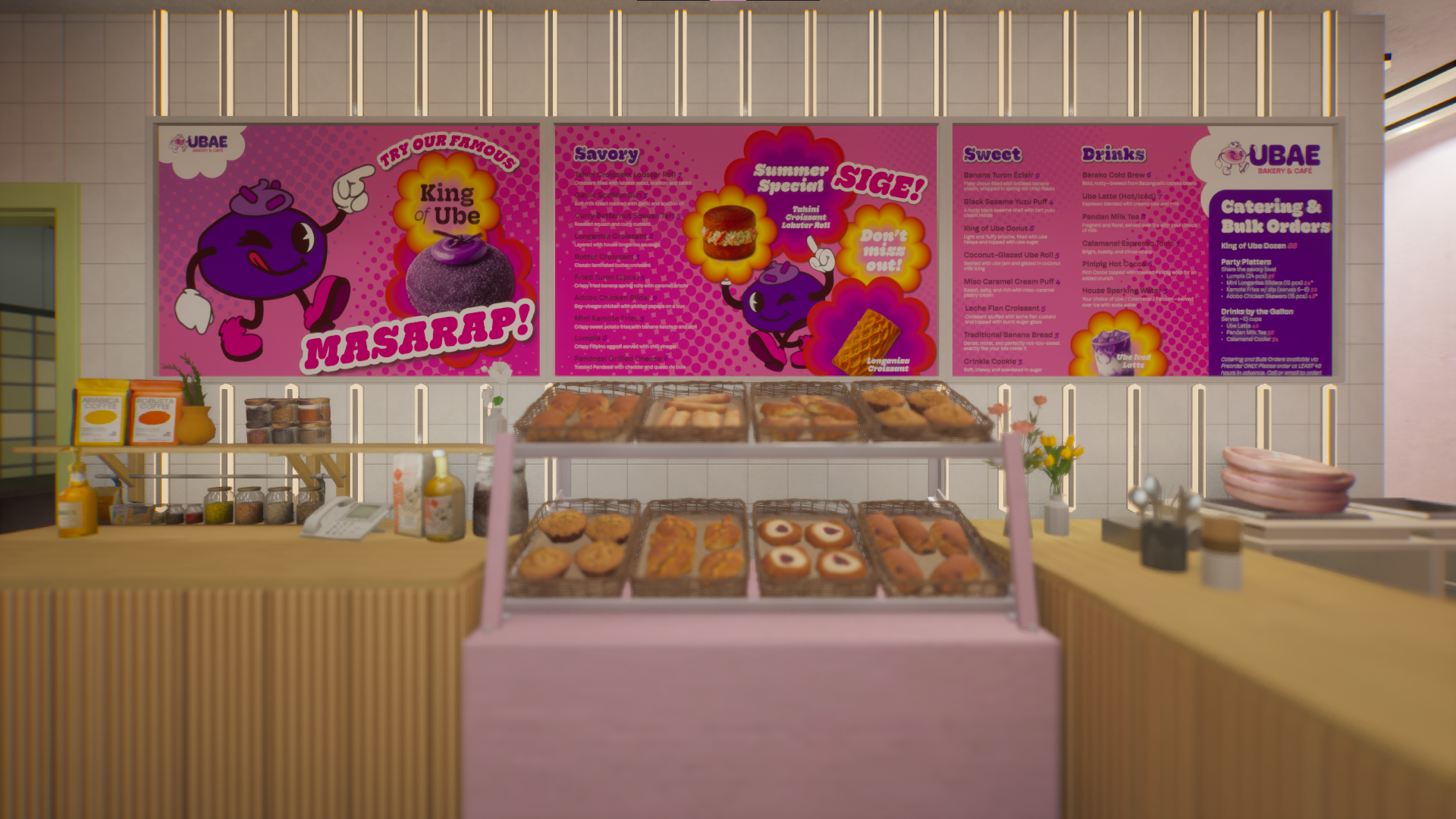Interior mockup of UBAE Bakery café