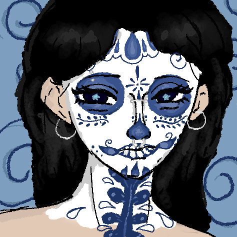 Blue portrait artwork by Kim