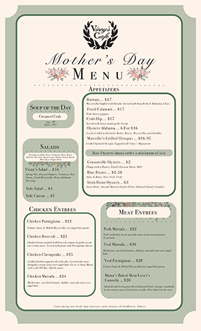 Dinner Menu Page 1