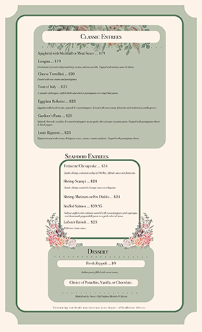 Dinner Menu Page 2