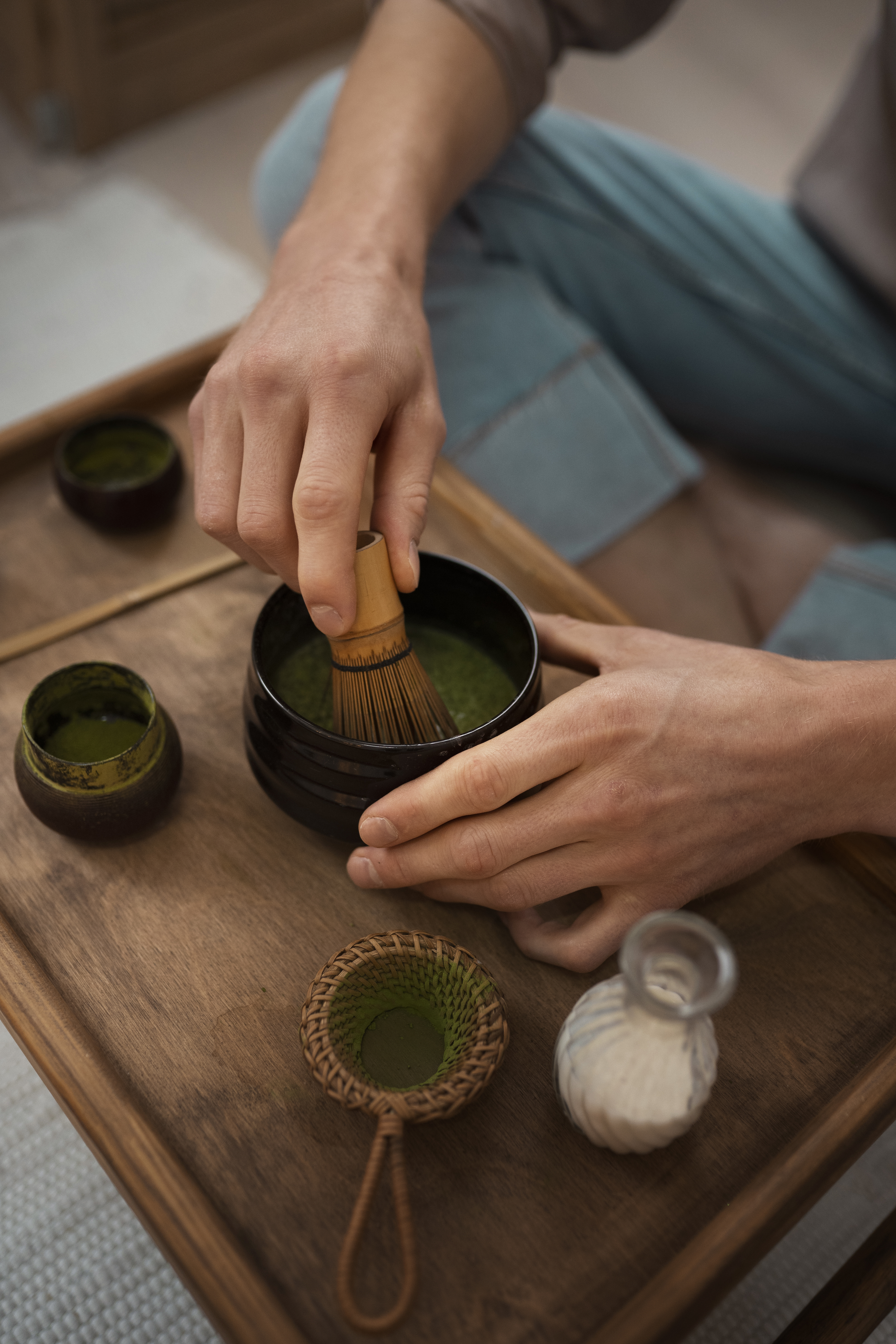 Japanese tea ceremony bowl and whisk