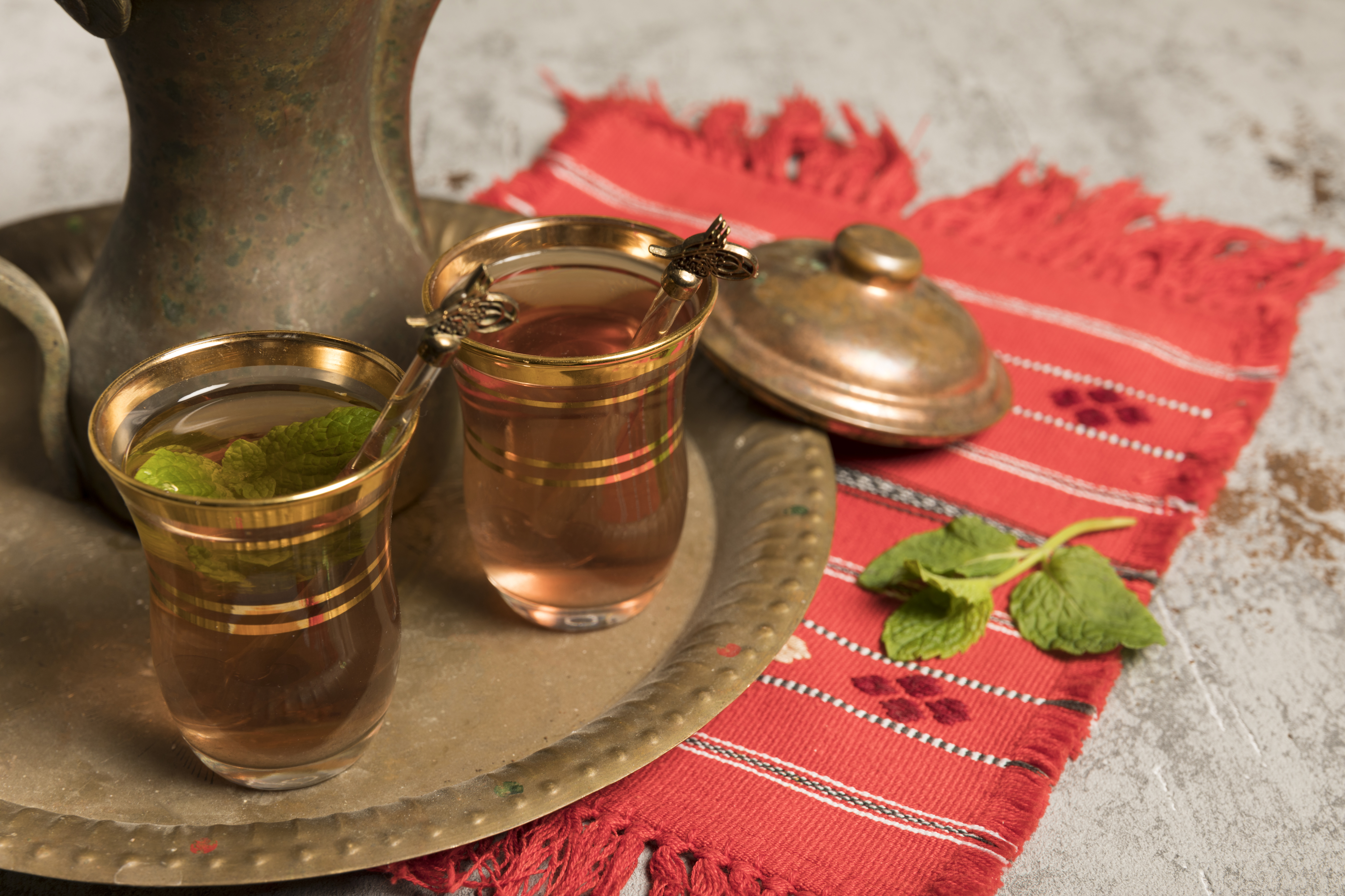 Moroccan mint tea being poured